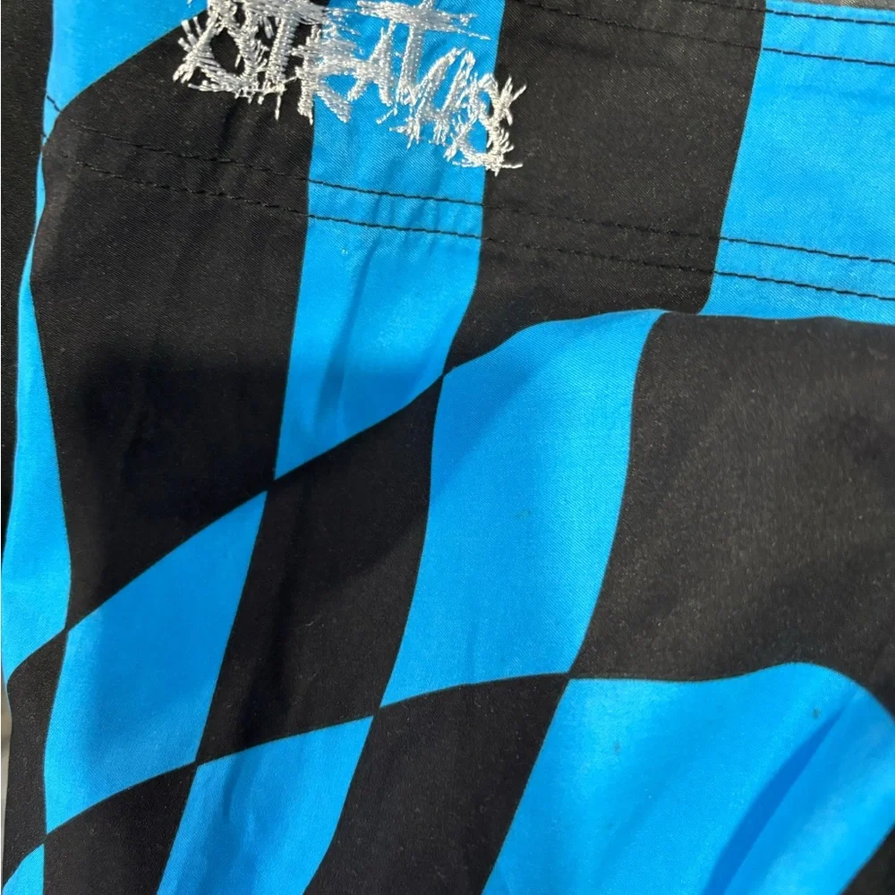 Stratus Men’s Vibrant Retro 80’s Style Blue and Black Board Skater Shorts